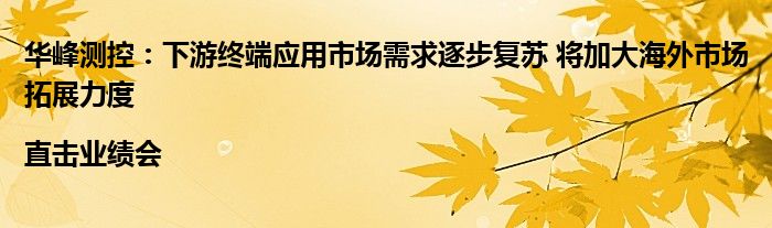 华峰测控：下游终端应用市场需求逐步复苏 将加大海外市场拓展力度|直击业绩会