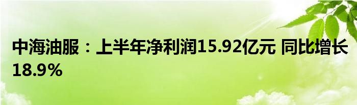 中海油服：上半年净利润15.92亿元 同比增长18.9%