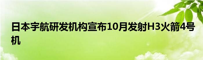 日本宇航研发机构宣布10月发射H3火箭4号机