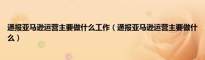 通报亚马逊运营主要做什么工作（通报亚马逊运营主要做什么）