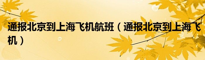 通报北京到上海飞机航班（通报北京到上海飞机）