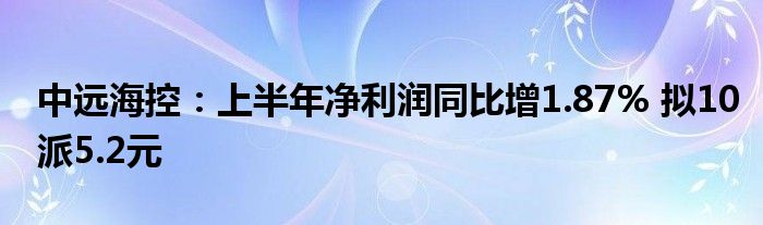 中远海控：上半年净利润同比增1.87% 拟10派5.2元