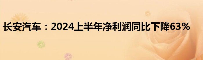 长安汽车：2024上半年净利润同比下降63%