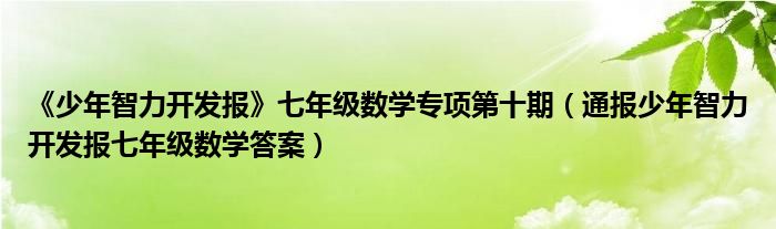 《少年智力开发报》七年级数学专项第十期（通报少年智力开发报七年级数学答案）