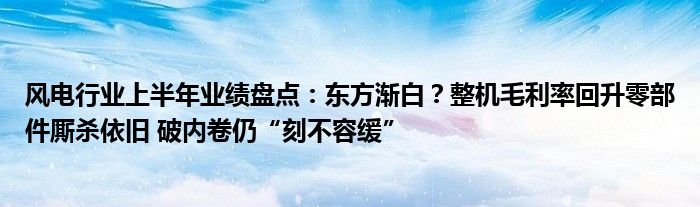 风电行业上半年业绩盘点：东方渐白？整机毛利率回升零部件厮杀依旧 破内卷仍“刻不容缓”