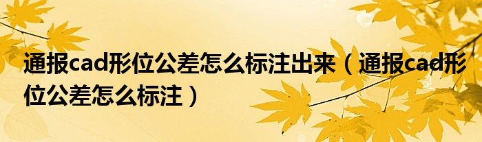 通报cad形位公差怎么标注出来（通报cad形位公差怎么标注）