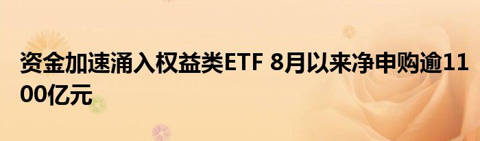 资金加速涌入权益类ETF 8月以来净申购逾1100亿元