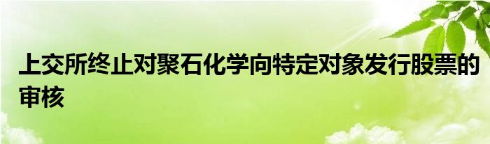 上交所终止对聚石化学向特定对象发行股票的审核