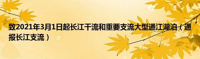 致2021年3月1日起长江干流和重要支流大型通江湖泊（通报长江支流）