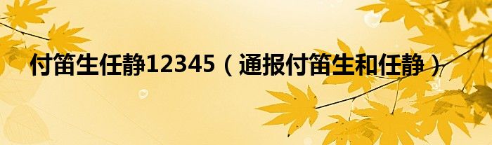 付笛生任静12345（通报付笛生和任静）