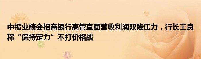 中报业绩会招商银行高管直面营收利润双降压力，行长王良称“保持定力”不打价格战