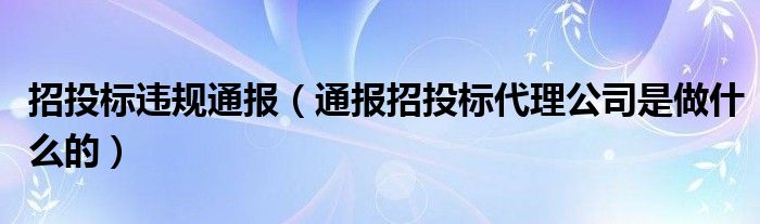 招投标违规通报（通报招投标代理公司是做什么的）