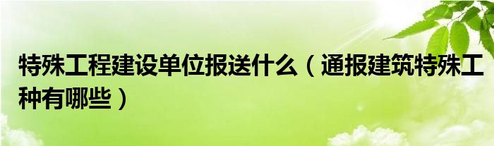 特殊工程建设单位报送什么（通报建筑特殊工种有哪些）