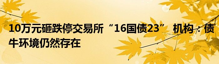 10万元砸跌停交易所“16国债23” 机构：债牛环境仍然存在