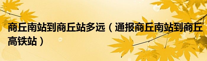 商丘南站到商丘站多远（通报商丘南站到商丘高铁站）