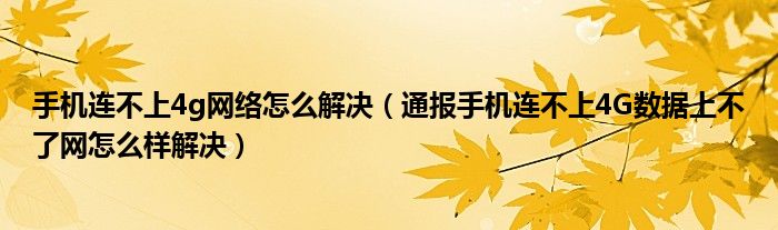 手机连不上4g网络怎么解决（通报手机连不上4G数据上不了网怎么样解决）