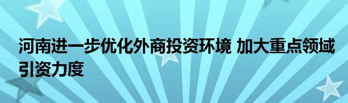 河南进一步优化外商投资环境 加大重点领域引资力度