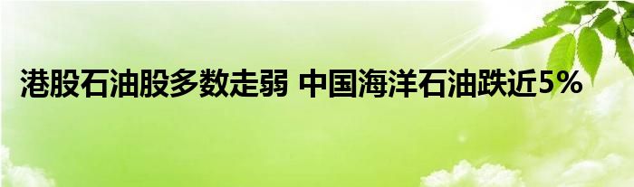 港股石油股多数走弱 中国海洋石油跌近5%