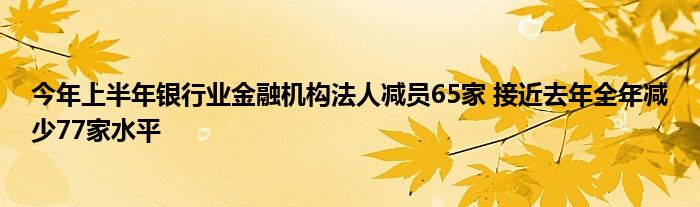 今年上半年银行业金融机构法人减员65家 接近去年全年减少77家水平