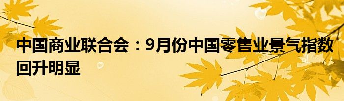 中国商业联合会：9月份中国零售业景气指数回升明显