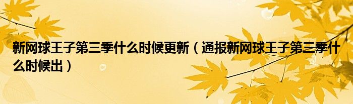 新网球王子第三季什么时候更新（通报新网球王子第三季什么时候出）