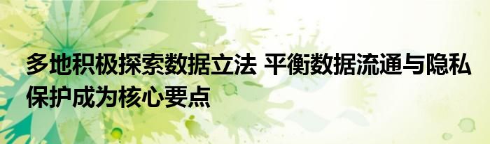 多地积极探索数据立法 平衡数据流通与隐私保护成为核心要点