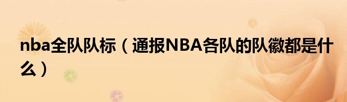 nba全队队标（通报NBA各队的队徽都是什么）