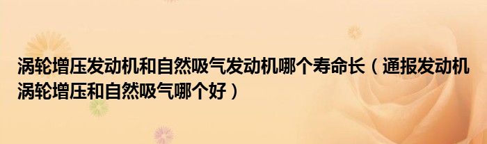 涡轮增压发动机和自然吸气发动机哪个寿命长（通报发动机涡轮增压和自然吸气哪个好）