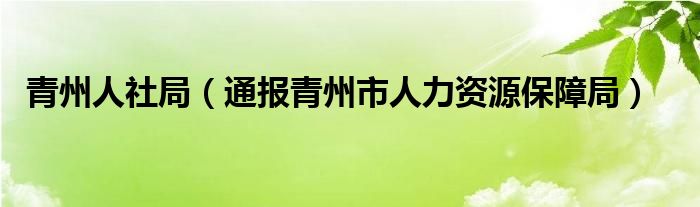 青州人社局（通报青州市人力资源保障局）