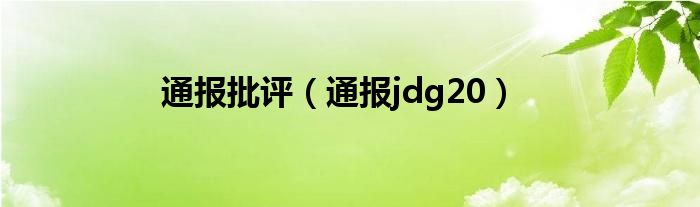 通报批评（通报jdg20）