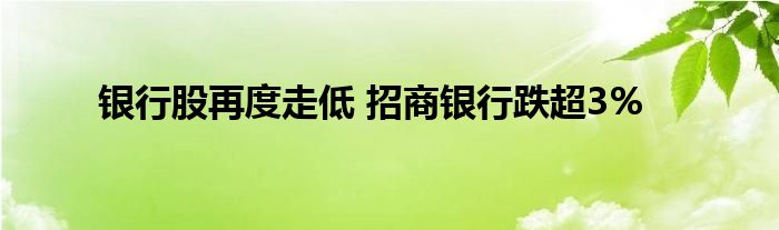 银行股再度走低 招商银行跌超3%