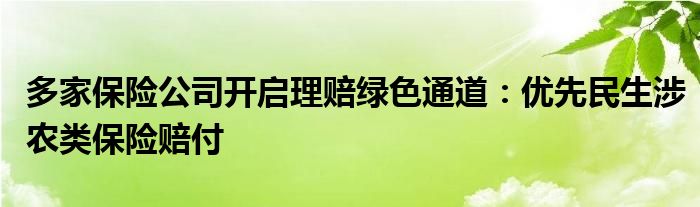 多家保险公司开启理赔绿色通道：优先民生涉农类保险赔付