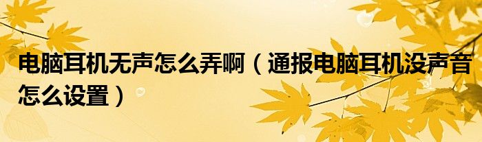 电脑耳机无声怎么弄啊（通报电脑耳机没声音怎么设置）