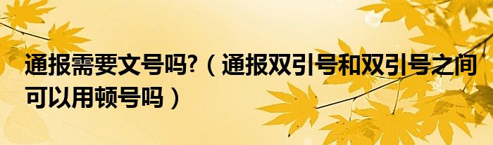 通报需要文号吗?（通报双引号和双引号之间可以用顿号吗）