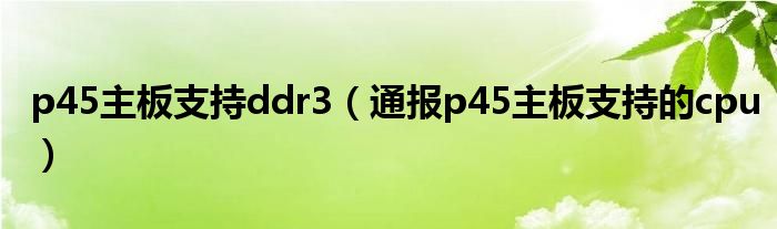 p45主板支持ddr3（通报p45主板支持的cpu）