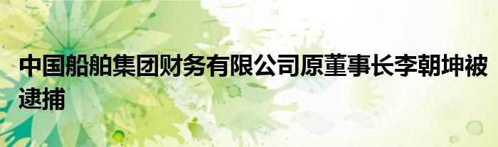 中国船舶集团财务有限公司原董事长李朝坤被逮捕