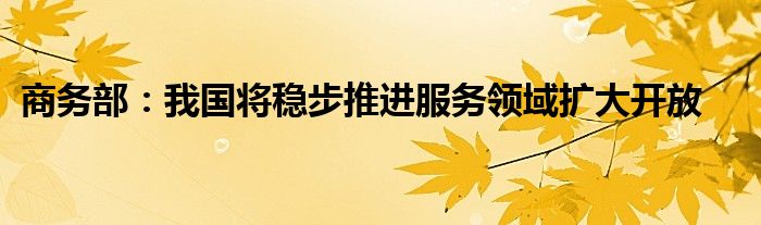 商务部：我国将稳步推进服务领域扩大开放