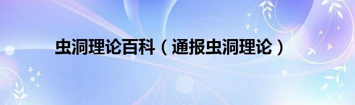 虫洞理论百科（通报虫洞理论）