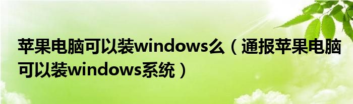 苹果电脑可以装windows么（通报苹果电脑可以装windows系统）