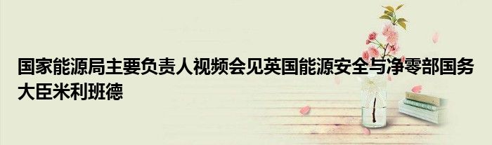 国家能源局主要负责人视频会见英国能源安全与净零部国务大臣米利班德