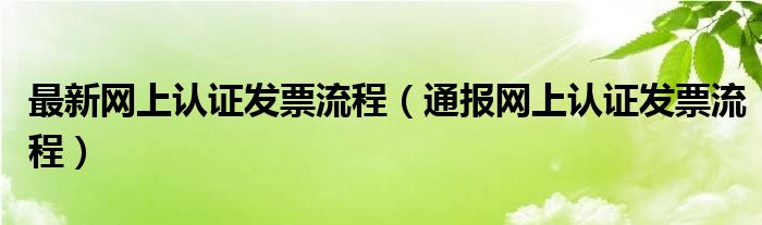 最新网上认证发票流程（通报网上认证发票流程）