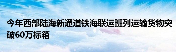 今年西部陆海新通道铁海联运班列运输货物突破60万标箱