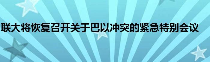 联大将恢复召开关于巴以冲突的紧急特别会议