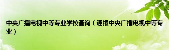 中央广播电视中等专业学校查询（通报中央广播电视中等专业）