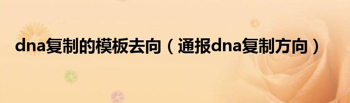 dna复制的模板去向（通报dna复制方向）