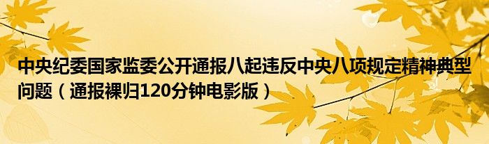 中央纪委国家监委公开通报八起违反中央八项规定精神典型问题（通报裸归120分钟电影版）