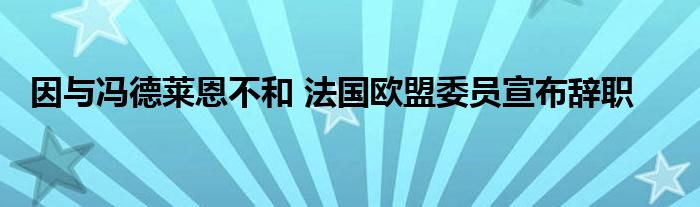 因与冯德莱恩不和 法国欧盟委员宣布辞职