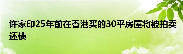 许家印25年前在香港买的30平房屋将被拍卖还债