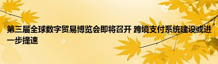 第三届全球数字贸易博览会即将召开 跨境支付系统建设或进一步提速