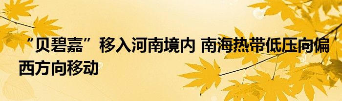 “贝碧嘉”移入河南境内 南海热带低压向偏西方向移动